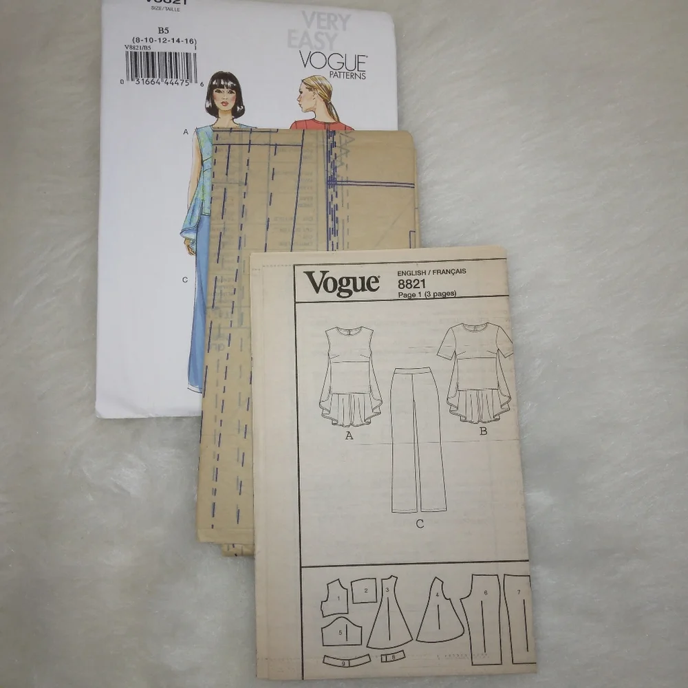 VOGUE 8821 Misses Tunic & Pants Size 8-10-12-14-16